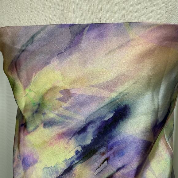 BHLDN Watercolor Strapless Midi Dress Pastel Slip Bias Cut Wedding Guest Size XS - Picture 6 of 11